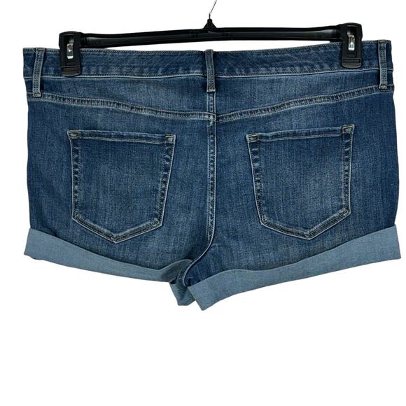 Ava & Viv SZ 18W Midi Jean Shorts Cuffed Stretch Mid-Rise Zip-Fly Whiskered Blue - Picture 3 of 5